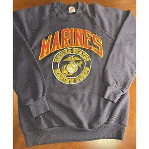 VTG USMC Marines Sweatshirt Size L (42-44) Navy Marine Corps Military Pullover